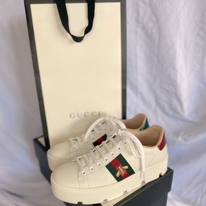 Gucci Platform Ace Sneakers Size 38/women 7.5